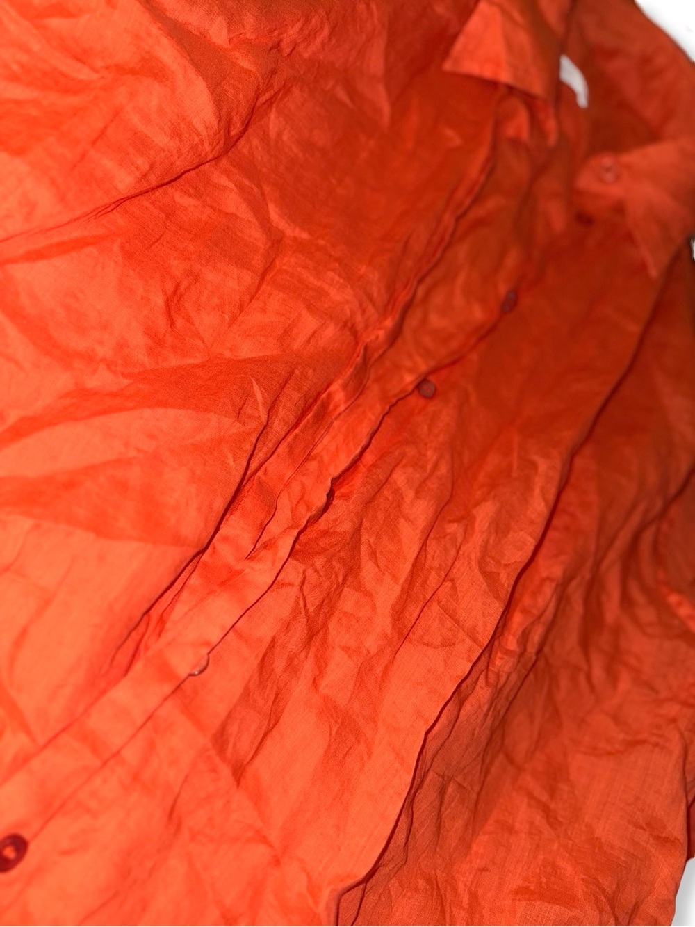 Orange Linen Button-Up Shirt - Picture 4 of 5